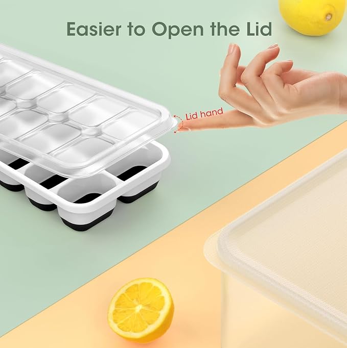 DOQAUS Ice Cube Tray with Lid and Bin,4 Pack Ice Cube Trays for Freezer | Silicone, Stackable. Easy Release Trays with Storage Bin & Scoop. Ideal for Freezer, Kitchen, RV, Cocktail, Coffee. - Image 5