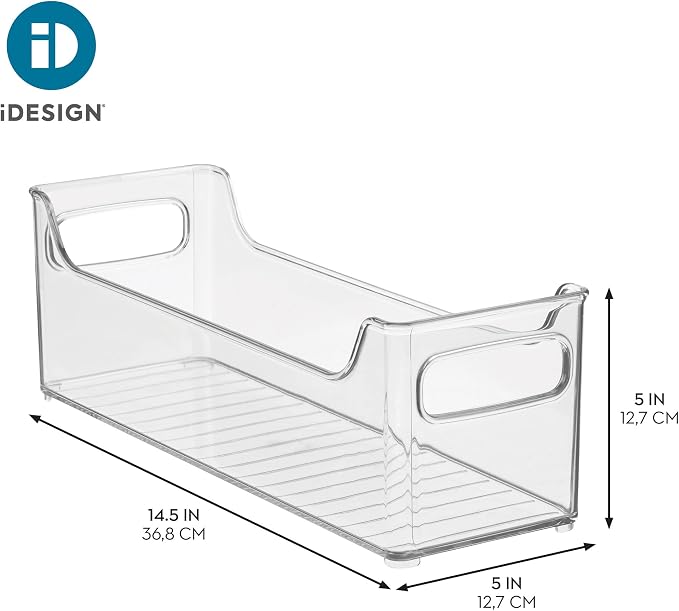 iDesign Stackable Plastic Pantry Bin with Handles, Set of 2, Clear | For Cabinets or Fridge, Made in USA - Image 4