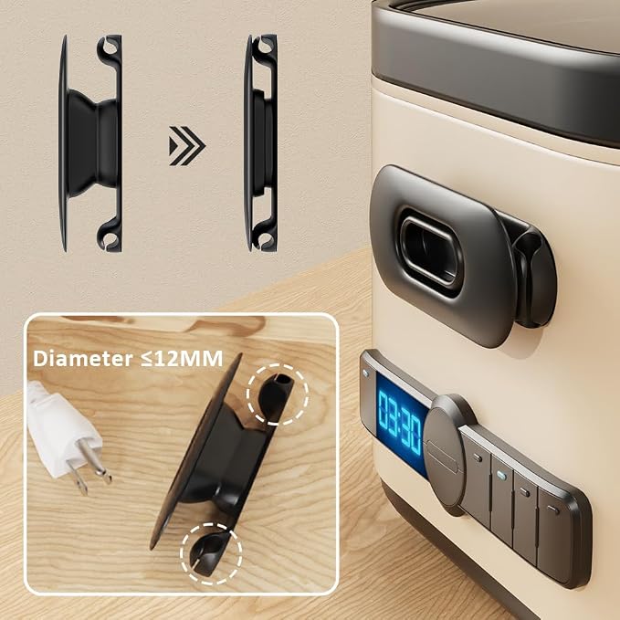 6 Pack Cord Organizer for Kitchen Appliances, Black | Upgraded Stackable Silicone Adhesive Cable Management Wrap Holder, for Mixer Blender Air Fryer Pressure Cooker Coffee Maker - Image 4
