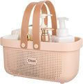 JiatuA Plastic Storage Basket with Handle Portable Shower Caddy Tote Organizer Basket Bin for Bathroom Kitchen Dorm Room Bedroom, Pink | Sturdy Drainage Large Capacity Organizer Basket with Silicone Handles for Bathroom Kitchen Bedroom College Dorm Ess... by JiatuA