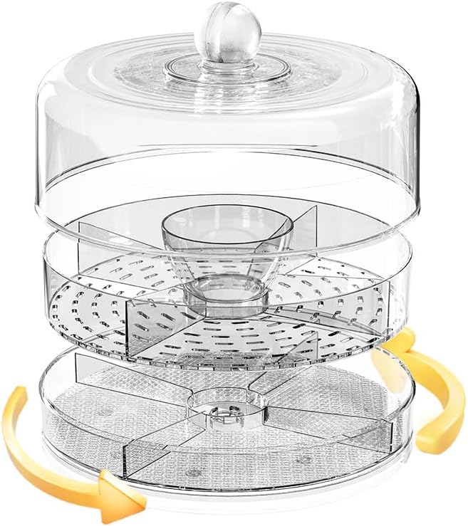 Lazy Susan 9.06" Inch Turntable Organizer, Clear Turntable Organizer Storage Container Bins Spice Rack, Refrigerator Organizer for Pantry Organizers and Storage by ACRYDECOR