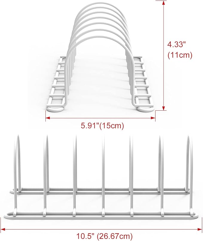 JAQ Plate Rack for Cabinet, 10.5" Vertical Dish Organizer for Plates, Pot Lids, Cutting Boards & Baking Sheets, Metal Kitchen Cabinet Organizer (1-Pack, White) - Image 5