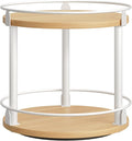 Lazy Susan Organizer, Rotating Spice Rack, 2 Tier Spice Turntable Organizer, Industrial Turntable Spice Holder, for Kitchen Countertop, Compact and Versatile, White and Natural SR22WN by Yatiney