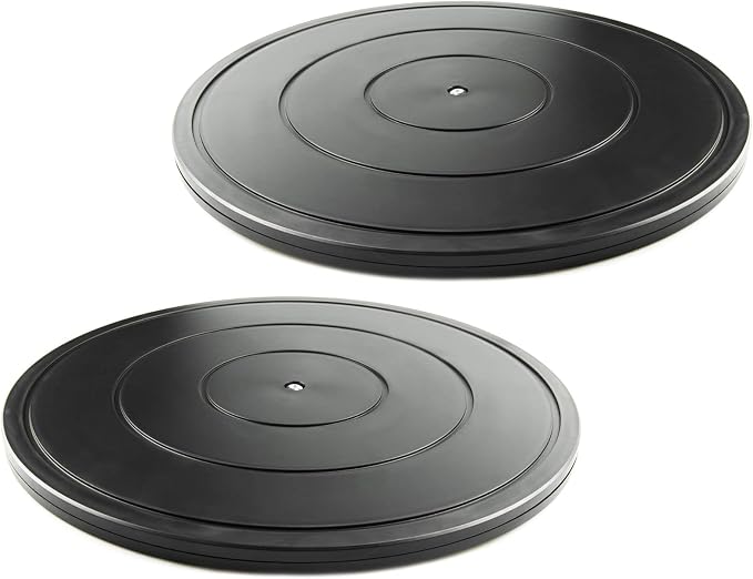 16 Inch Lazy Susan Turntable - Heavy Duty Rotating Swivel Steel Ball Bearings - Flat Base Stand for TV/Computer/Monitor/Arts/Crafts/Bonsai/Statue/Cabinet Organizer (2 Pack/Black) by VOLCANOESCLUB