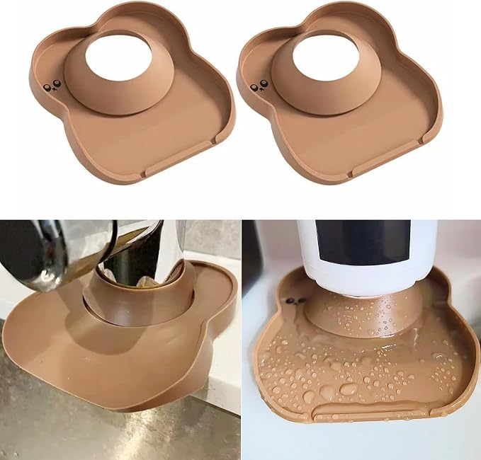 Silicone Faucet Mat for Kitchen Tap Compact Sink Splash Guard Protectors Behind Draining,Brown 2PCS - Image 2