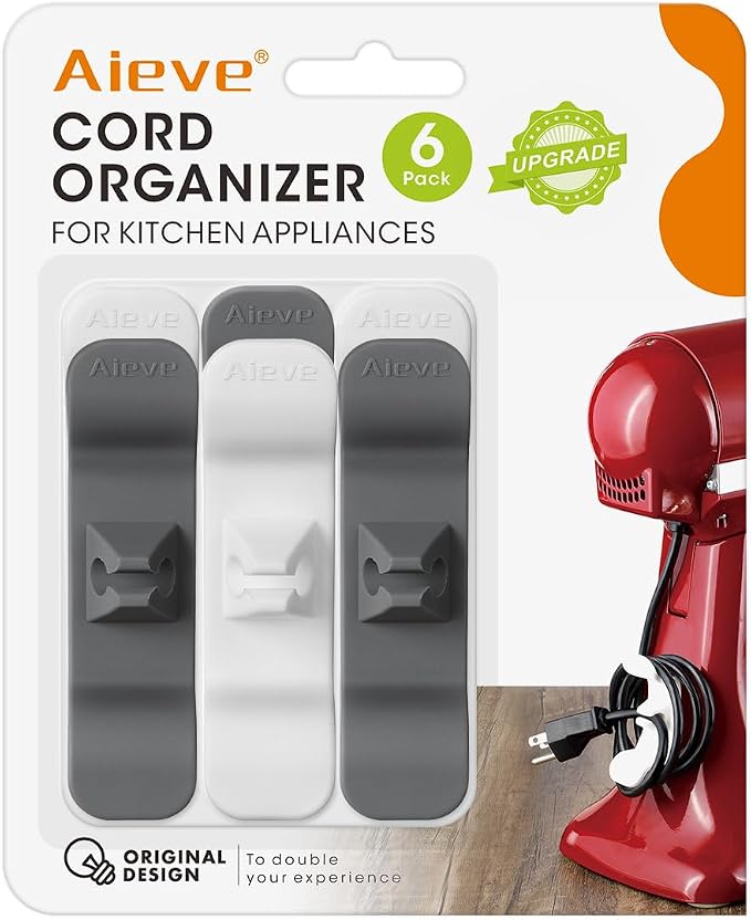 Aieve Cord Organizer for Appliances, 6 Pack Kitchen Appliance Cord Organizer, Appliance Cord Wrapper Cord Holder Cord Keeper Stick on Mixers, Coffee Maker, Pressure Cooker, Blender, Air Fryer by Aieve