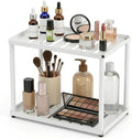 2 Tier Bathroom Counter Organizer, Rectangular Vanity Organizer Shelf, Skincare and Makeup Countertop Storage Rack for Kitchen, Bathroom, Bedroom,White by Unknown