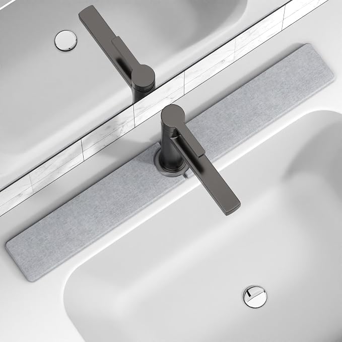 Premium Stone Faucet Mat for Kitchen Sink, 30" x 4" Light Gray | Quick Drying & Water Absorbent, Sink Splash Guard Tray for Prevents Moisture Buildup by Unknown