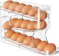 Clear FIFO Egg Holder for Fridge, Egg Dispenser for Eggs 18 Count | 1-Pack Automatic Rolling Egg Organizer for Refrigerator, Space-Saving Egg Roller/Container/Storage for Kitchen Countertop by Sotfamily