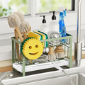 Sponge Holder for Kitchen Sink with Flexible Smiley Face, 2 Tier Kitchen Sink Organizer, Countertop and Storage Essentials, Soap Dispenser Organizer, Home Decor Accessories - Green by Taugast
