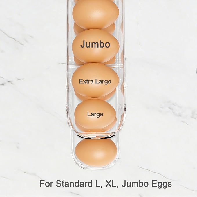 Egg Holder for Fridge, FIFO Egg Roller for Eggs 12 Count, Clear | Auto Rolling Egg Storage Organizer Container, Dispenser for Refrigerator, Space Saving - Image 5
