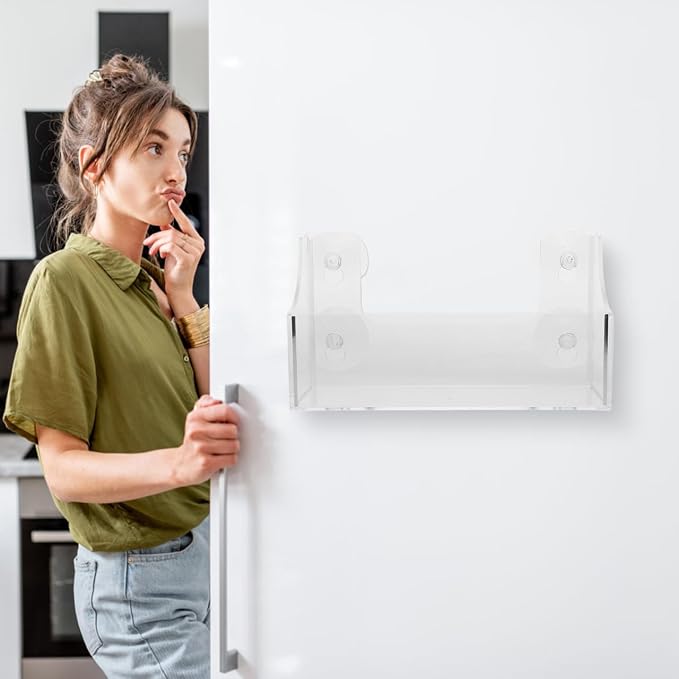 Suction Cup Refrigerator Rack Kitchen Storage Shelf Clear Acrylic | Fridge Organizer for Beverage Cans Spice Jars Firm suction Fits Refrigerator Side Microwave Washer Dryer 8.65X4.72X3.14 In - Image 6