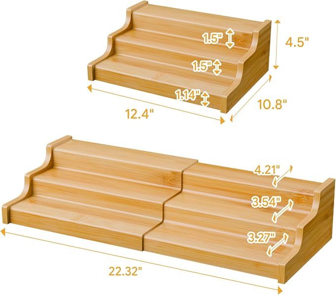 Simple Trending Expandable Bamboo Can Rack Organizer for Pantry, 3-Tier Adjustable Can Storage Holder Holds Up to 24 Cans, Canned Goods Storage Display for Cabinet, Countertop - Image 3