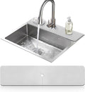 LOPNUR Cuttable Faucet Mat for Kitchen Sink, Long 24x5.5 Inch, Light Grey | Super Absorbent & Fast Dry Diatomite Sink Splash Guard, 0.8-2.4 Inch Adjustable Faucet Hole, Cut to Fit Bathroom & RV Sinks by LOPNUR