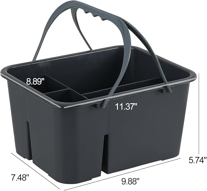 Plastic Portable Cleaning Caddy Organizer Tote with 4 Compartment | Commercial Cleaning Tool Storage Caddy with Handle - Image 3