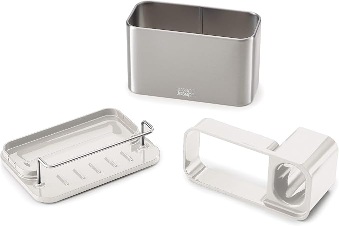 Joseph Joseph Surface Stainless Steel Caddy Sink Area Organizer and Sponge Holder, Stone - Image 3