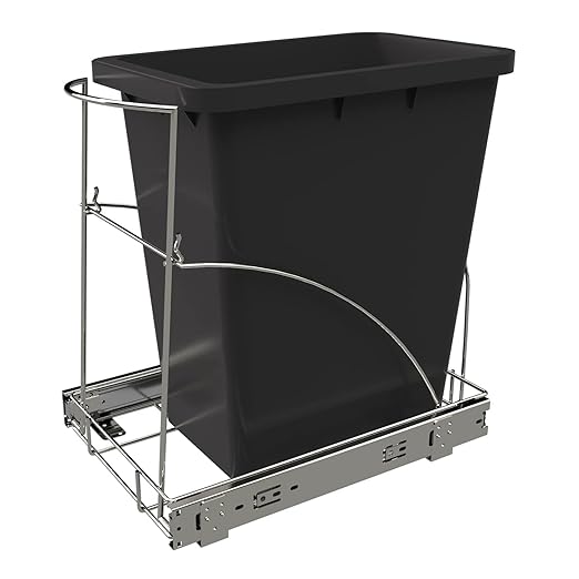 Pull Out Trash Can Under Cabinet & Under Sink, Heavy Duty Slider Organizer | Adjustable Cabinet Garbage Can Rack, Fits 30-40Qt Bins, Requires 13"W x 18"D Cabinet Opening, Chrome Finish, Can Not Included by TanamuCabinetSolutions