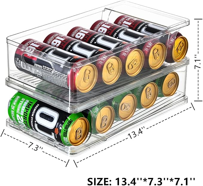 Xicennego 2-Tier Large Stackable Soda Can Organizer for Refrigerator - For Tall Cans of 500ml/17oz - Fridge Can Organizer Dispenser, Beverage Can Holder for Refrigerator, Pantry, Cupboard - Image 6