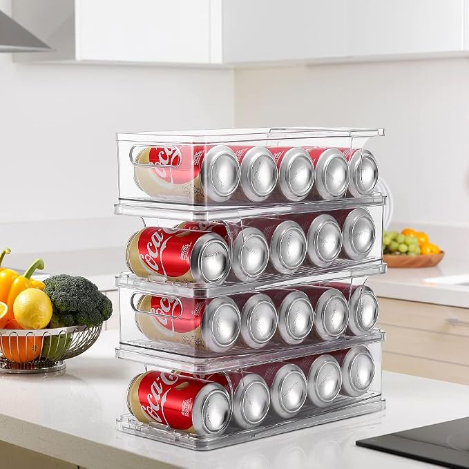 Xicennego 2-Tier Stackable Soda Can Organizer for Refrigerator, Fridge Can Organizer Dispenser, Beverage Can Holder for Refrigerator, Pantry, Cupboard - Image 3
