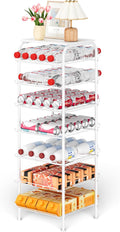 smusei Water Bottle Organizer 7 Tier Free Standing Bottled Water Storage Rack Metal Wire Water Bottle Holder Rack Large Capacity Soda Beverage Drink Stand Shelf for Pantry Kitchen Office, White by smusei