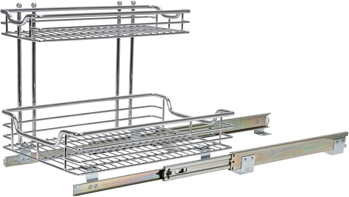 Household Essentials Glidez 2‑Tier Multipurpose Chrome‑Plated Steel Pull‑Out/Slide‑Out Under Sink Organizer, Chrome Finish - Image 10