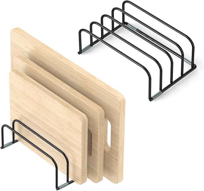 Cutting Board Storage Rack, Compact Cutting Board Organizer, Chopping Board Storage Stand Rack, Bakeware & Cookie Pan Sheets Organizer (2PCS 1.0 Inch) by KORRTFID