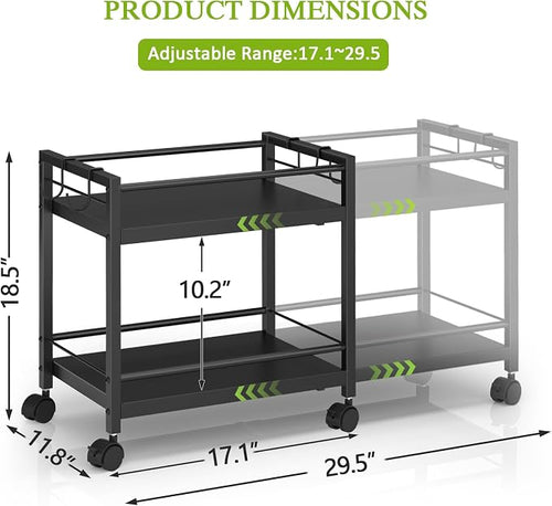 1 Pack 2-Tier Expandable Pantry Floor Organizer Cart, Rolling Pantry Storage Cart with Wheel, Adjustable Can Organizer for Kitchen Pantry, Pantry Shelves and Storage Rack for Snacks, Vegetables, Black - Image 2