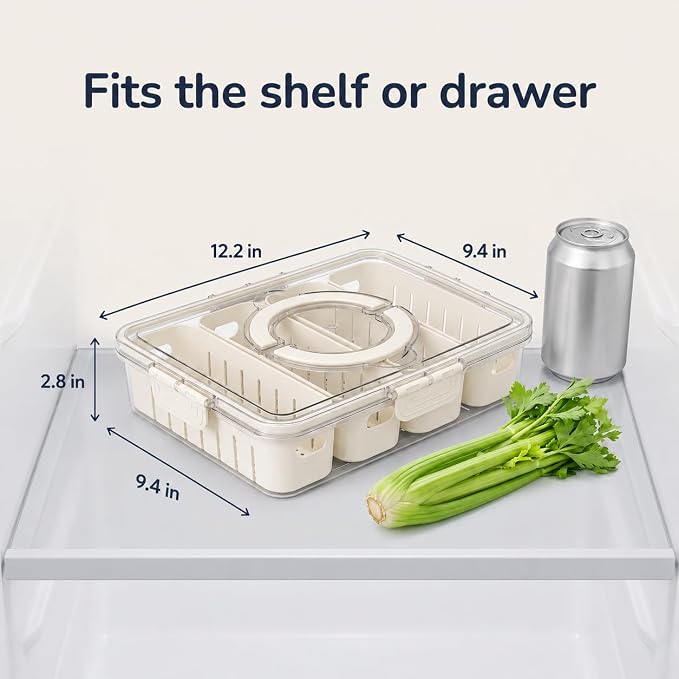 [Hand Wash Only] Salad Bar Containers for Fridge, Veggie Containers for Refrigerator, Salad Prep Containers for Fridge, Veggie Tray with Lid, Storage & Organizer for Fruit, Berry, Produce Keeper - Image 2