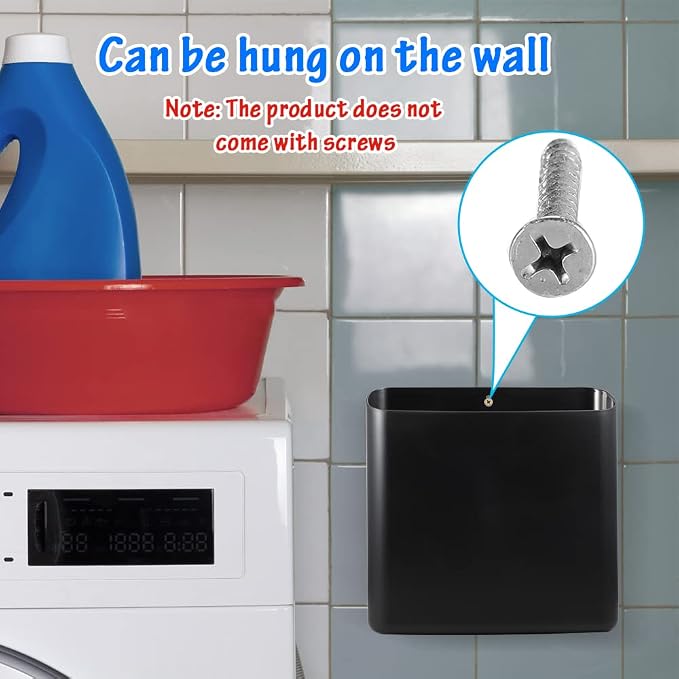 Picowe Magnetic Laundry Storage, Large Lint Holder Bin for Laundry Room, Space-Saving Trash Container Hanging on Dryer, Washer or Wall Mount Trash Bin (Black) - Image 4
