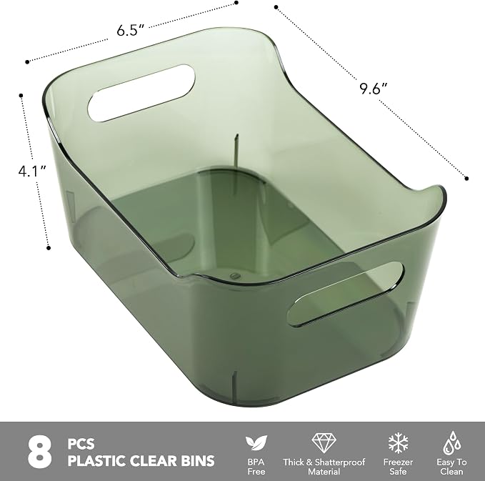 Tiawudi 8 Pack Plastic Storage Bins, Clear Pantry Organizers and Storage Containers, Multi-Use Organizer Bins for Kitchen, Bathroom, Office, Shelf, Fridge, Home Edit and Cabinet Organizers - Image 2
