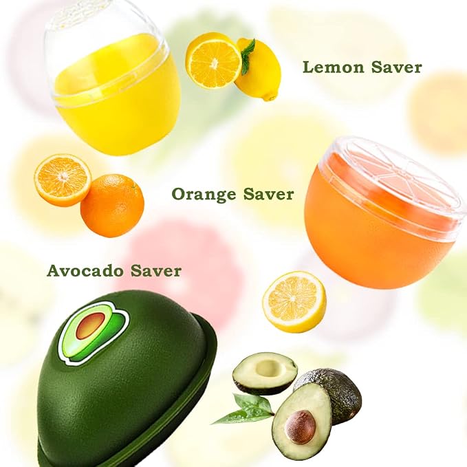 6 PCS Fruit and Vegetable Storage Containers, Reusable Storage Keeper, Lemon Orange Avocado Onion Garlic Tomato Shaped Saver Holder for Fridge, Refrigerator Crisper for Fruit and Vegetable - Image 3