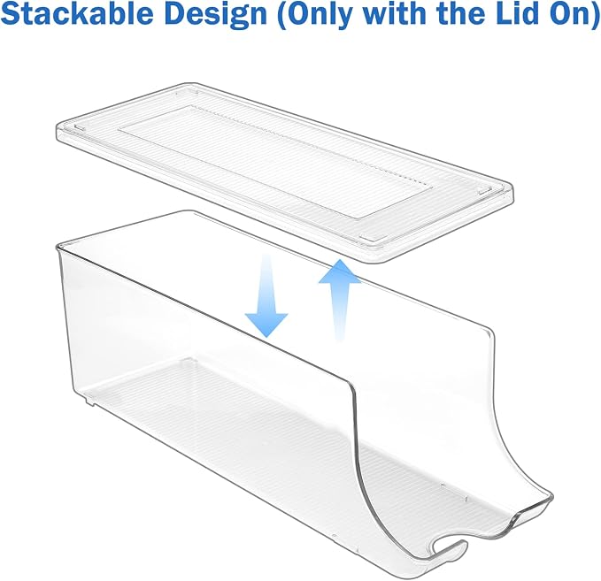 Puricon 2 Pack Soda Can Organizer Dispenser for Refrigerator Fridge | Plastic Canned Food Pop Beverage Container Storage Bin with Lid for Freezer Rack Pantry Cabinet Cupboard Kitchen -Standard - Image 7