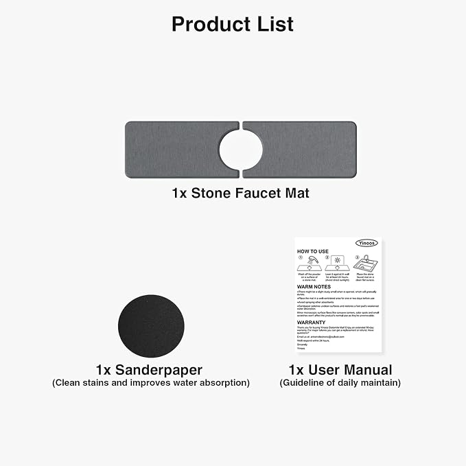 Premium Stone Faucet Mat for Kitchen Sink, 15.8" x 4" Dark Gray | Quick Drying & Water Absorbent, Sink Splash Guard Tray for Prevents Moisture Buildup - Image 7