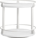 Lazy Susan Organizer, Rotating Spice Rack, 2 Tier Spice Turntable Organizer, Industrial Turntable Spice Holder, for Kitchen Countertop, Compact and Versatile, White SR22WW by Yatiney