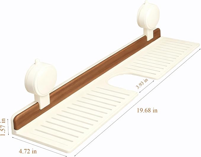 Bathroom Sink Shelf Over Faucet, No Drill Floating Shelf for Bathroom Sink, Under Sink Caddy Organizers for Toothbrush Soap (Cream Color, 20 inch) - Image 3