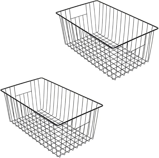 16inch Freezer Wire Storage Organizer Baskets, Household Refrigerator Bin with Built-in Handles for Cabinet, Pantry, Closet by Y.Z.Bros