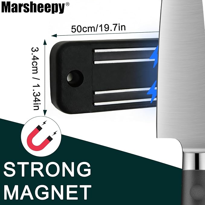 19.7in Magnetic Knife Strips,Magnetic Knife Holder for Wall/Refrigerator | Strong magnetic holder，magnetic tool organizer screws or tape installation,Saves counter space, keeps kitchen tidy - Image 2