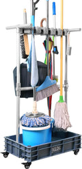 Mobile Mop and Broom Holder，Efficient Storage Solution for Cleaning Tools Keep Your Tools Handy and Organized by JGLDG