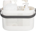 Plastic Portable Shower Caddy Basket, Storage Organizer with Handle, Grey | Bottom Drain Holes, Keep Dry, Sturdy and Durable, Easy to Carry for Bathroom, Kitchen, Dorm Room, RV, College by UUJOLY
