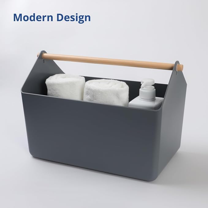 BLUE GINKGO Storage Basket, Large 10.5L, Grey, Made in Korea | Portable. Spacious Storage Bin. Everyday Organization. - Image 6