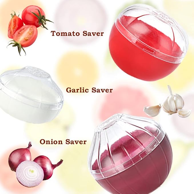 6 PCS Fruit and Vegetable Storage Containers, Reusable Storage Keeper, Lemon Orange Avocado Onion Garlic Tomato Shaped Saver Holder for Fridge, Refrigerator Crisper for Fruit and Vegetable - Image 4