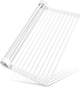 MERRYBOX Roll Up Dish Drying Rack Silicone Wrapped Over The Sink Dish Rack Foldable Dish Drainer Anti-Slip Dish Racks for Kitchen Counter, Multipurpose Kitchen Sink Drying Rack, 20.5" x 13", White by MERRYBOX