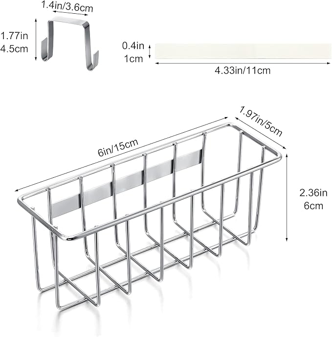 Hotop 2 Pieces Sponge Holder Kitchen Sink Caddy Metal Sink Organizer Basket for Scrubber Soap Towel Brush Dishwashing Liquid Drainer Rack in Kitchen Bathroom Bathtub, Silver - Image 5