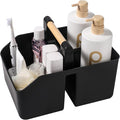 rejomiik Plastic Shower Caddy, Portable Basket with Bamboo Handle, Black | Cleaning Caddy Organizer Tote for Bathroom, College Dorm Essentials, Bath Toy Storage, Cleaning Supplies by rejomiik