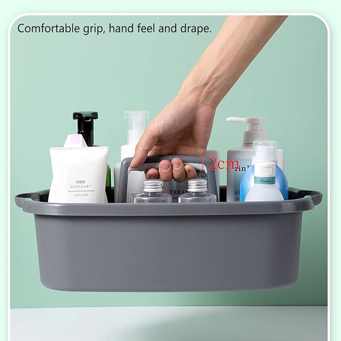 Large Cleaning Caddy with Handle, Tool Storage Basket Organizer, Sturdy Pail Bucket Organizer, Household Bucket for Cleaning Supplies - Gray - Image 2