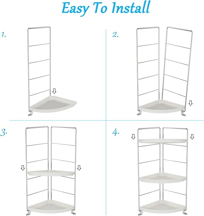 3-Tier Corner Bathroom Counter Shelf Stackable Perfume Storage Holder Makeup Countertop Organizer Standing Vanity Tray Kitchen Spice Rack,White and Silver - Image 6