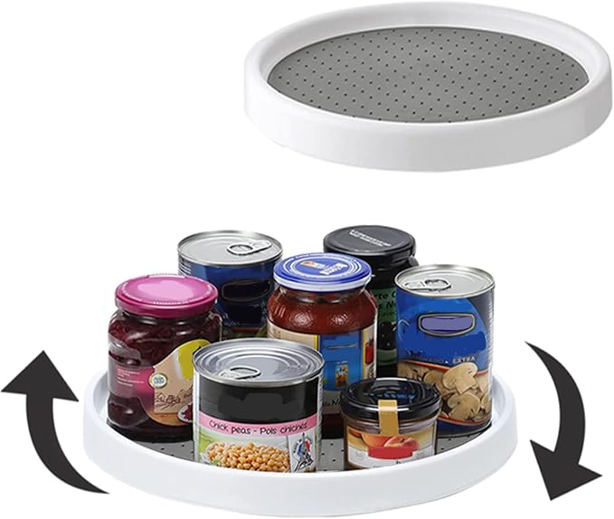 Set of 2, 10 Inch Non-Skid Lazy Susan Organizers - Turntable Rack for Cabinet, Pantry Organization and Storage, Kitchen, Fridge, Bathroom Makeup Vanity Countertop, Under Sink Organizing, Spice Rack by Kozloskyi
