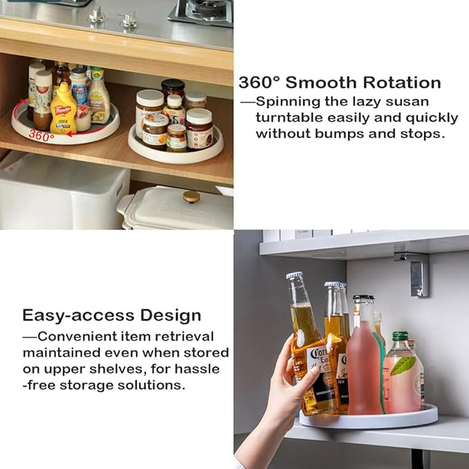 10 Inches Lazy Susan Turntable, Pantry Organizers and Storage Spice Rack Can Organizer for Kitchen Cabinet Fridge, Decorative Tray for Fruit, Corner Cabinet Pantry Bathroom Cosmetic Farmhouse - Image 3