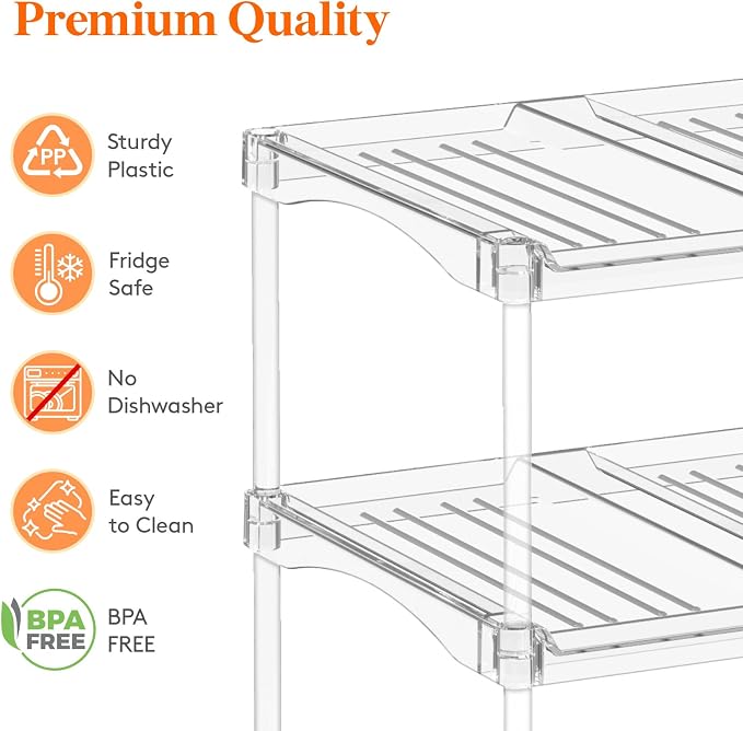 Lifewit Stackable Bottle Storage Organizer, Clear Freestanding Wine Holder for Cabinet, Large Slot Water Bottle Tumbler Cup Organizer for Pantry, Plastic Wine Rack for Fridge Cellar, 4Tier Hold 12 - Image 7