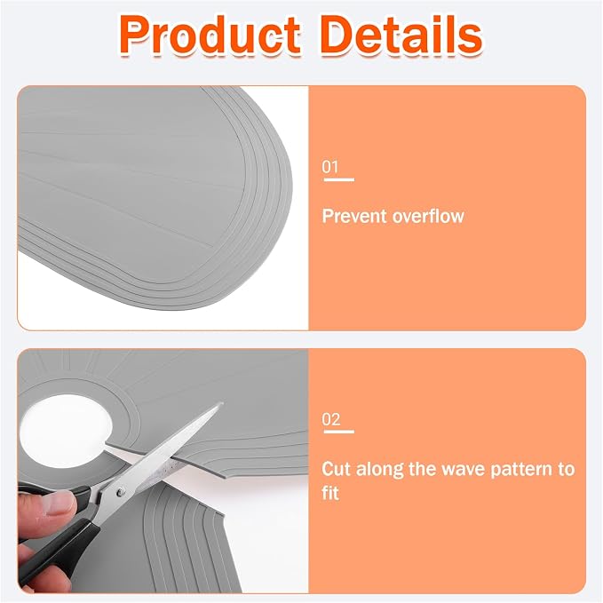 2 PCS 26.5" Lazy Susan Shelf Liner, Silicone Lazy Susan Liner, Non-Slip and Heat-Resistant, Dual Tier Pie Cut Organizer for Drawer Refrigerator Cupboard Cabinet Organizers(Gray) - Image 5